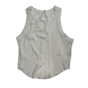 M2-53 SUNDAYS We Are Sundays Women's Crop Tank Top Ribbed Raw Hem White XS